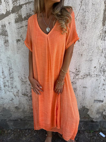 Robe midi à encolure en V
