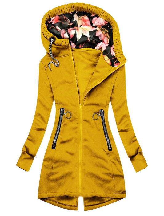 Veste imperméable d'extérieur avec capuche et fleurs pour femmes | Parfait pour les activités de plein air