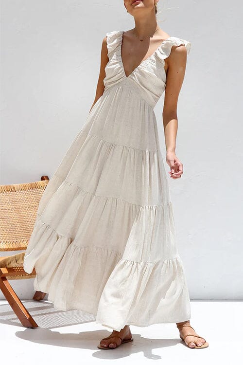 Robe longue élégante à volants pour l'été