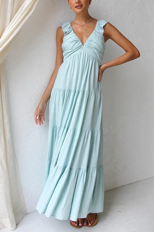 Robe longue élégante à volants pour l'été