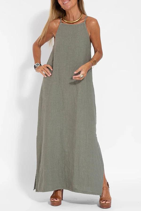 Robe longue légère à fines bretelles pour un look estival élégant