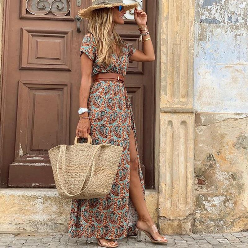 "Meike" Robe longue à imprimé floral