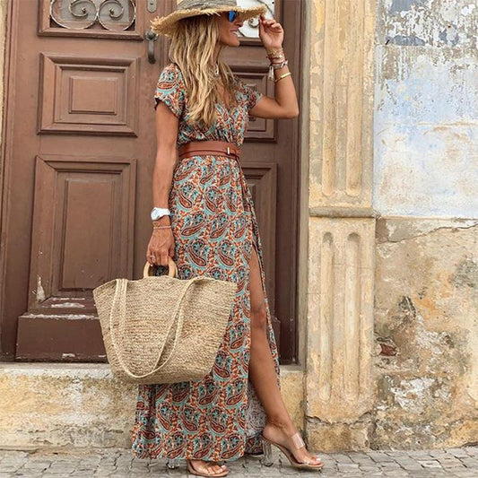 "Meike" Robe longue à imprimé floral