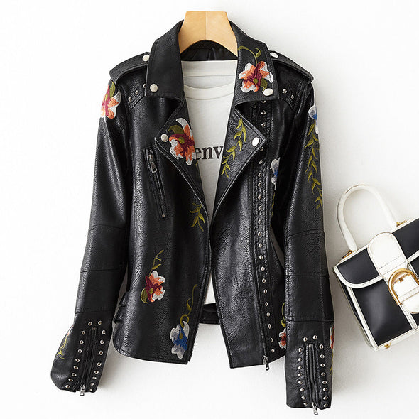 Veste en cuir rétro pour femmes