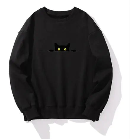 Xylova™ | Sweat-shirt à col rond avec imprimé de chat fantaisiste