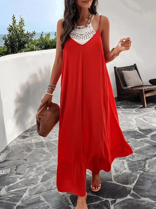 Robe unie sans manches à encolure en V et taille libre
