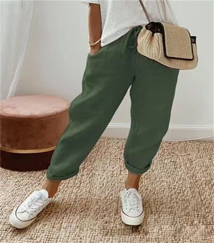 Pantalon élégant en coton et lin