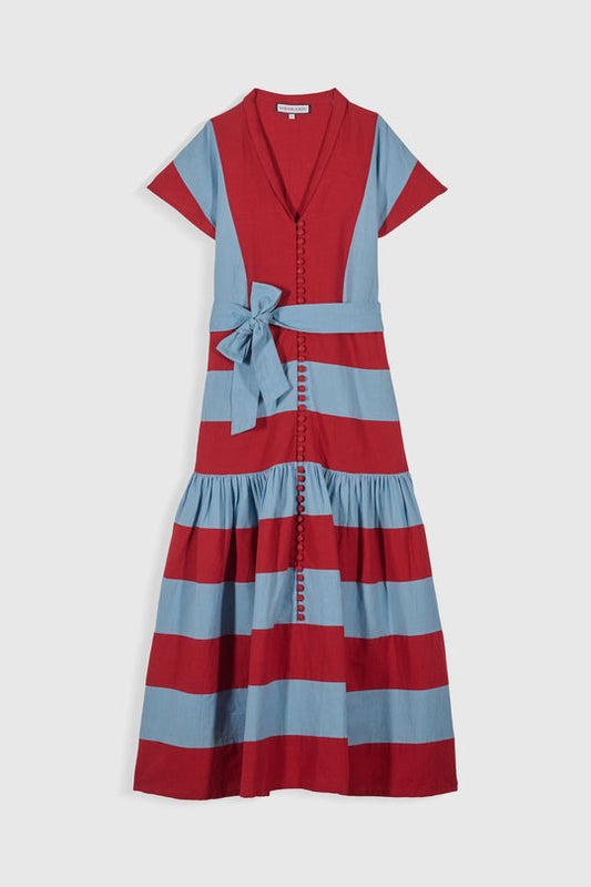 Robe longue à boutons et nœud pour un look moderne et décontracté