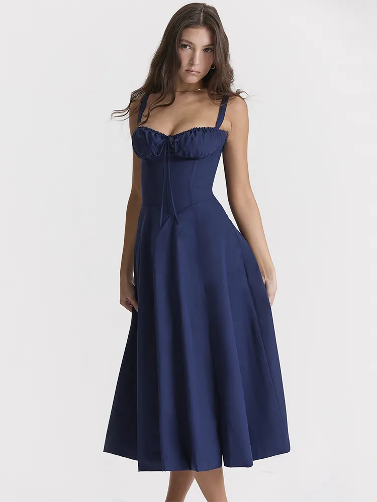 Gretchen - Robe midi avec laçage et corset