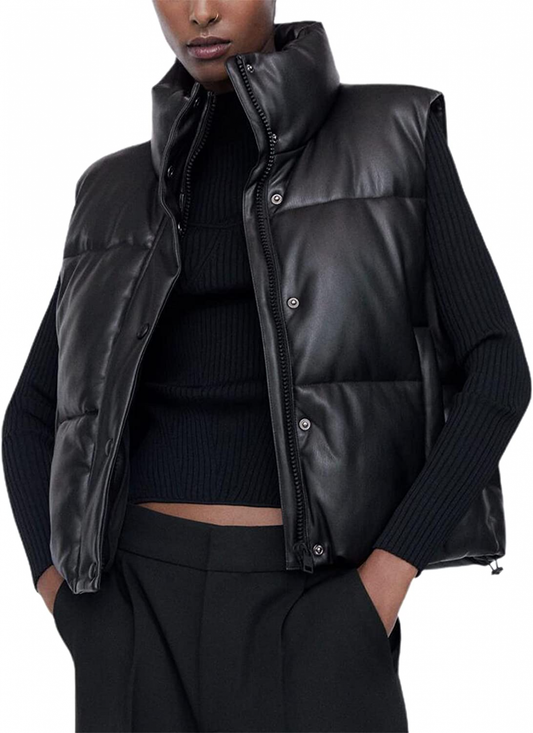 Bodywarmer en cuir Regine | Court et élégant