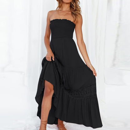 Celeste - Robe d'été décolletée avec bordures en dentelle