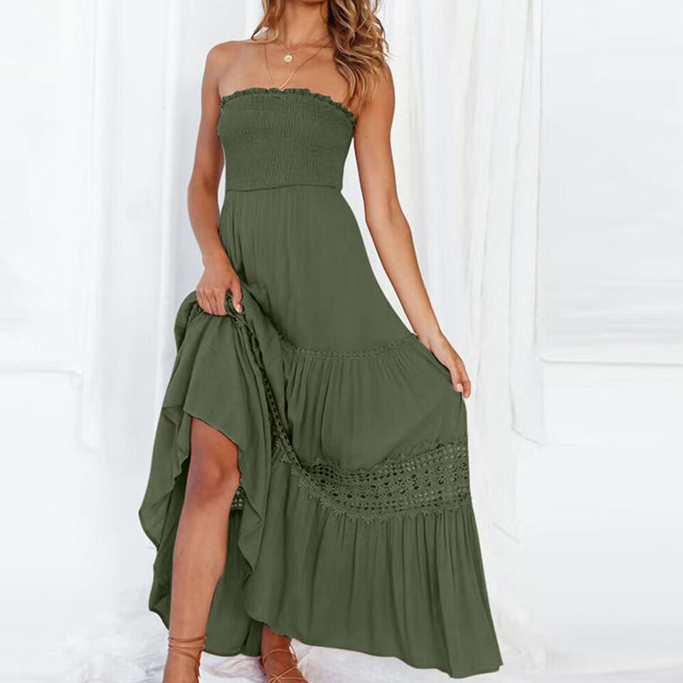 Celeste - Robe d'été décolletée avec bordures en dentelle