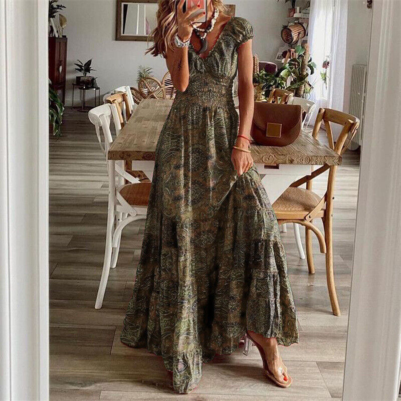 Adeline - Robe longue à la taille dans un style bohème