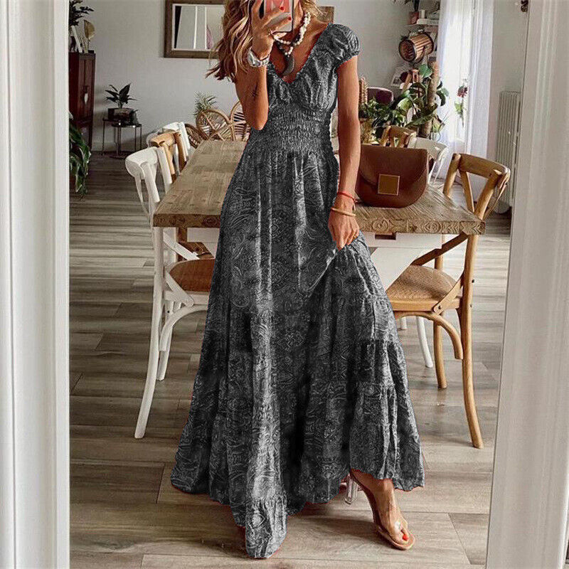 Adeline - Robe longue à la taille dans un style bohème