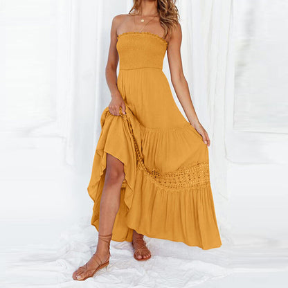 Celeste - Robe d'été décolletée avec bordures en dentelle