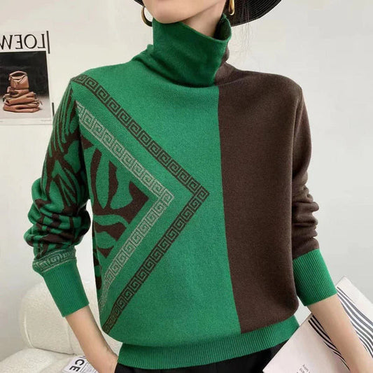 Pauline laurent | turtle-neck élégant pull imprimé