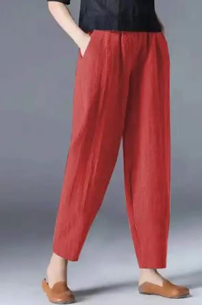 Pantalon bouffant en coton et chanvre pour femmes Mode