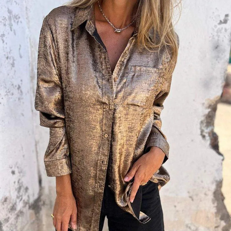 Veste - Chemisier Surchemise femme - Casual Elegant - Tissu mercerisé, col à revers, divers coloris - Printemps/Été