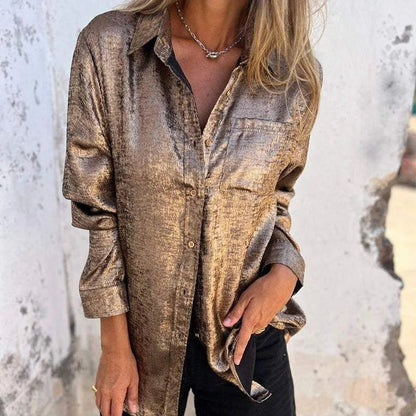 Veste - Chemisier Surchemise femme - Casual Elegant - Tissu mercerisé, col à revers, divers coloris - Printemps/Été