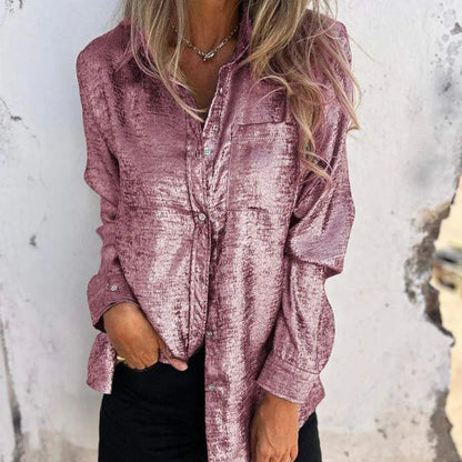 Veste - Chemisier Surchemise femme - Casual Elegant - Tissu mercerisé, col à revers, divers coloris - Printemps/Été