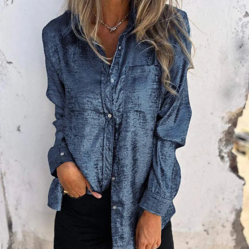 Veste - Chemisier Surchemise femme - Casual Elegant - Tissu mercerisé, col à revers, divers coloris - Printemps/Été
