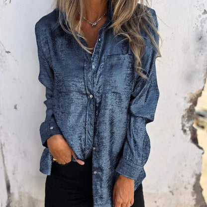 Veste - Chemisier Surchemise femme - Casual Elegant - Tissu mercerisé, col à revers, divers coloris - Printemps/Été