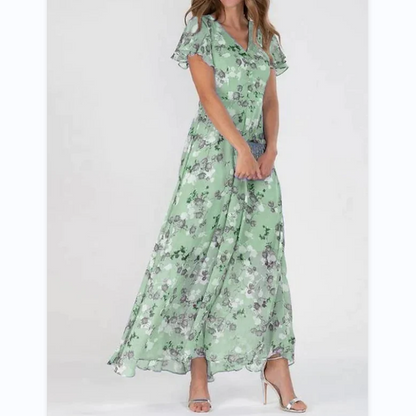 Robe longue à manches papillon et imprimé floral