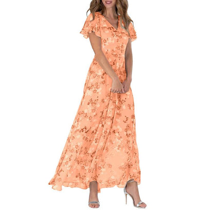 Robe longue à manches papillon et imprimé floral