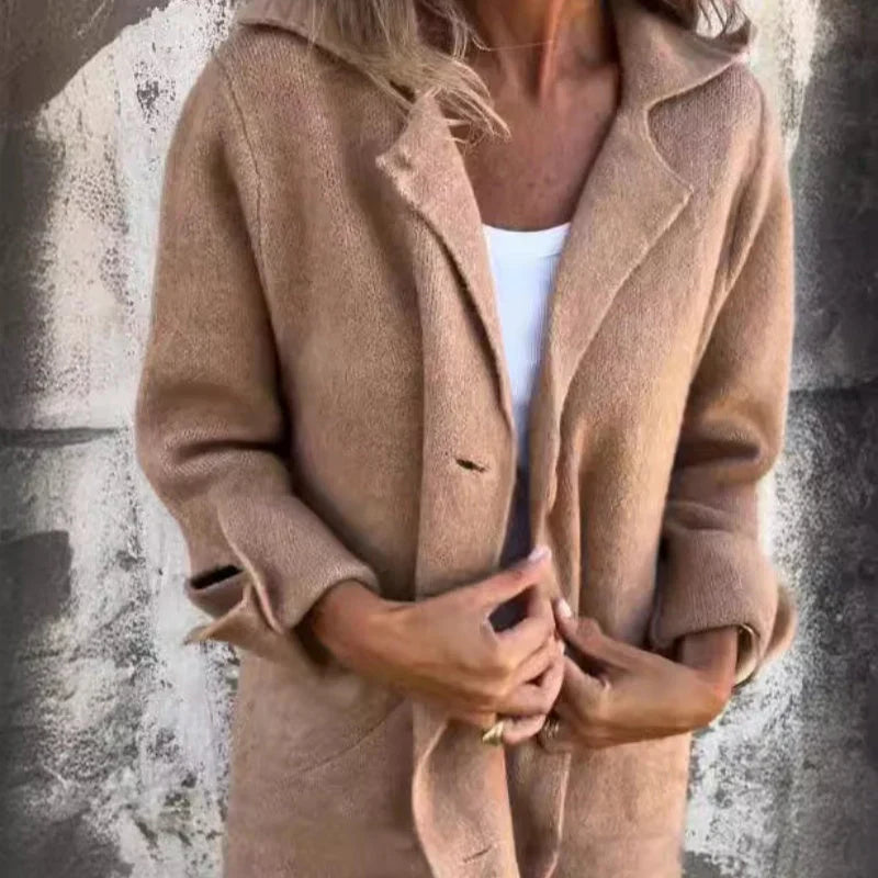Rozlyn | confortable veste mi-longue avec manchettes retroussées