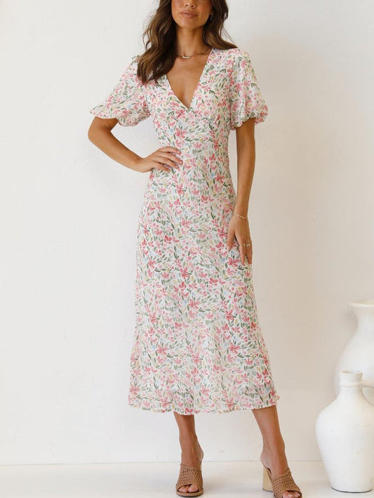 Robe bandage sans encolure en V avec imprimé
