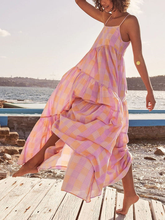 robe swing à carreaux