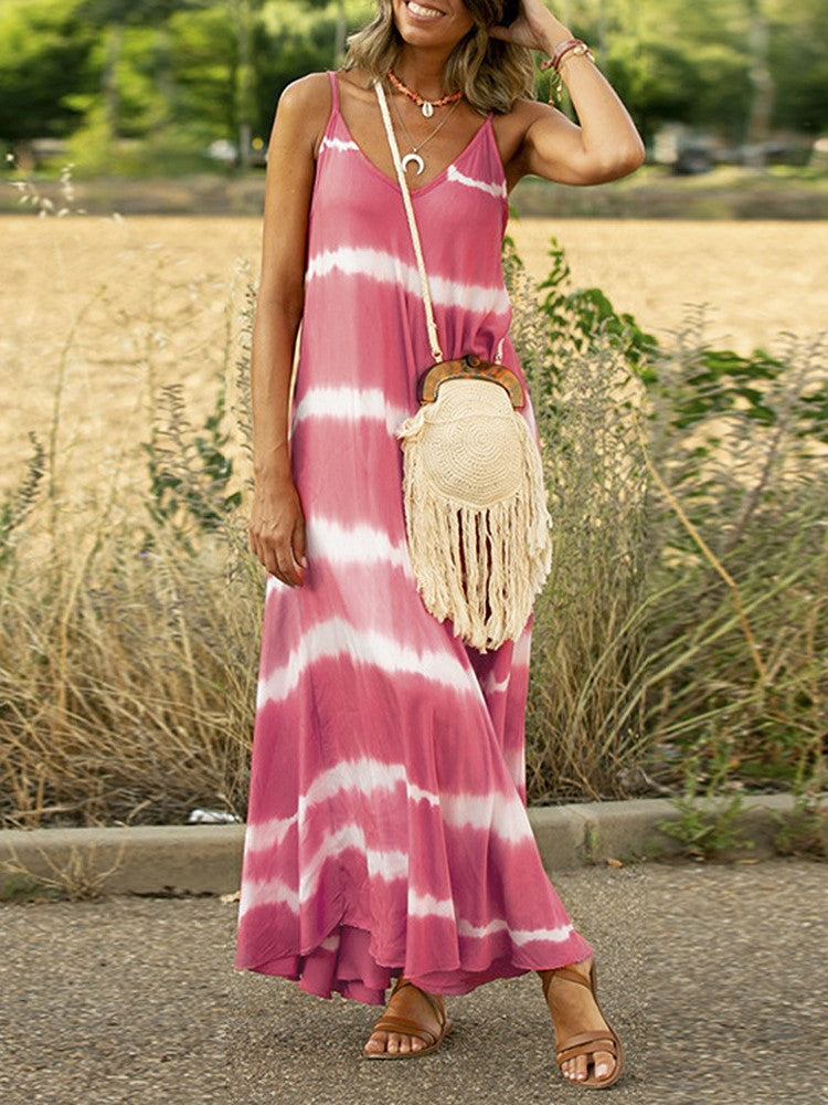 robe ample à rayures imprimée