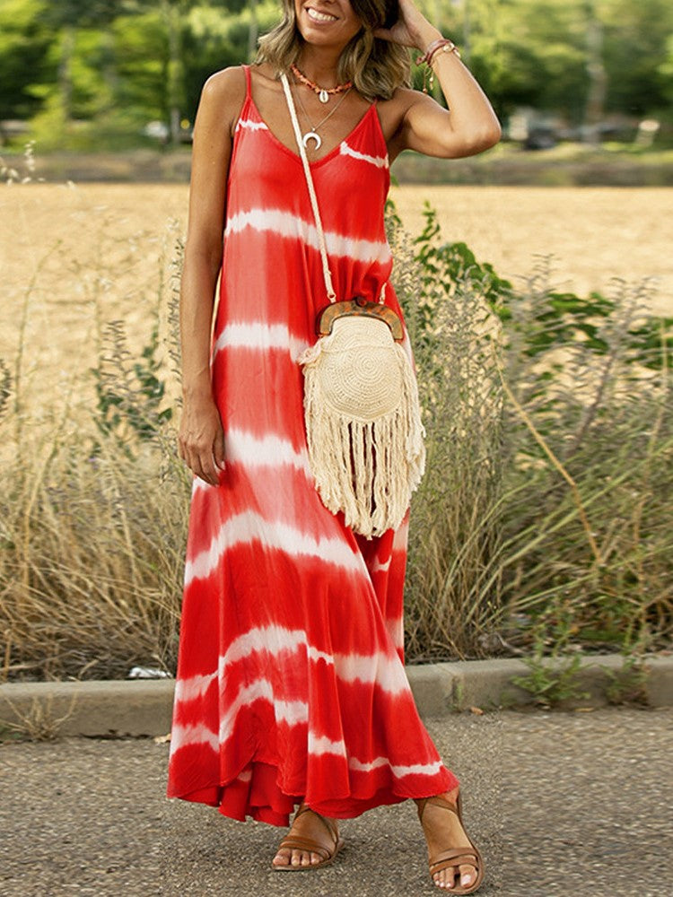 robe ample à rayures imprimée