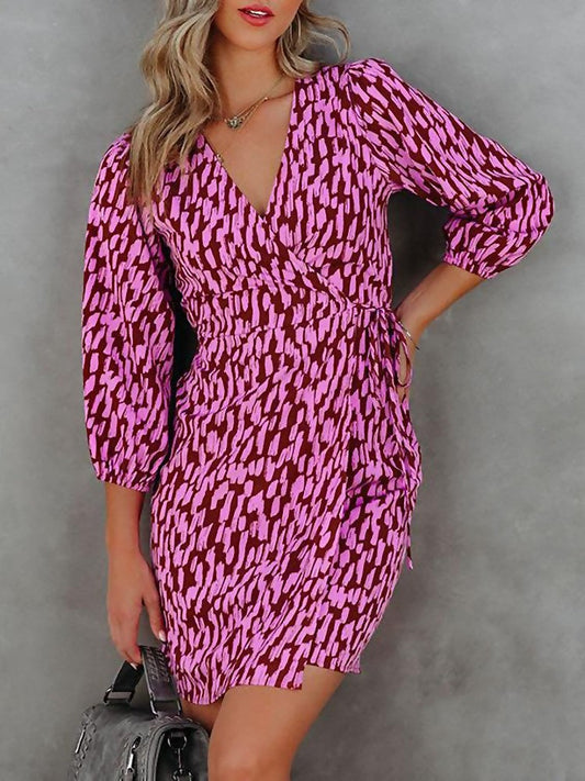 Robe décontractée imprimée avec encolure en V