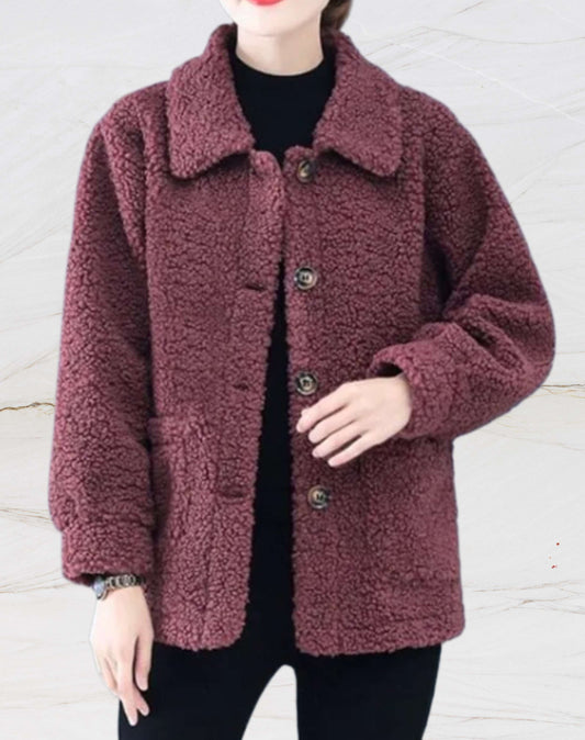 Veste polaire chaude pour femmes avec col polo