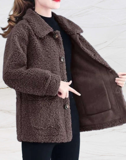 Veste polaire chaude pour femmes avec col polo