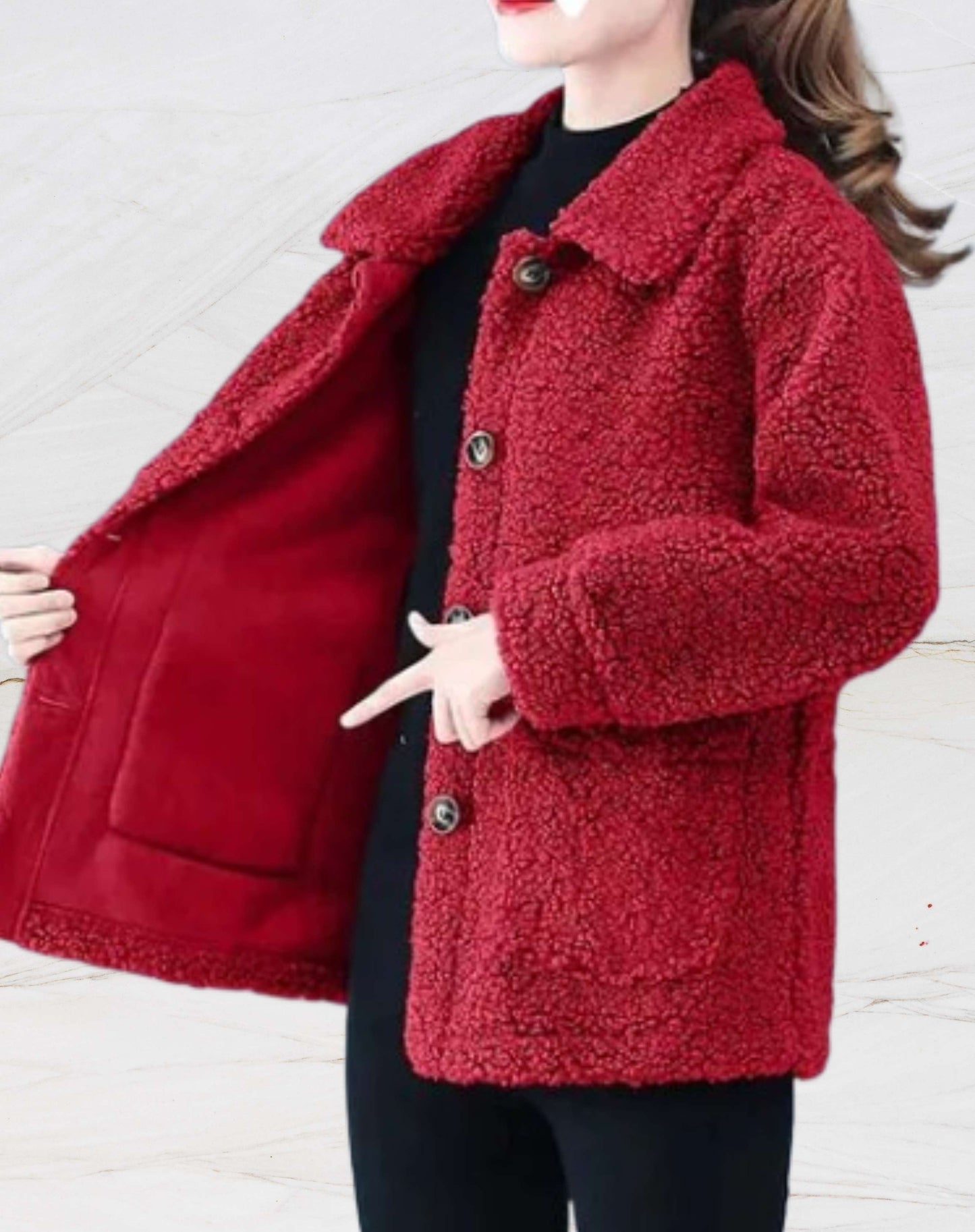 Veste polaire chaude pour femmes avec col polo