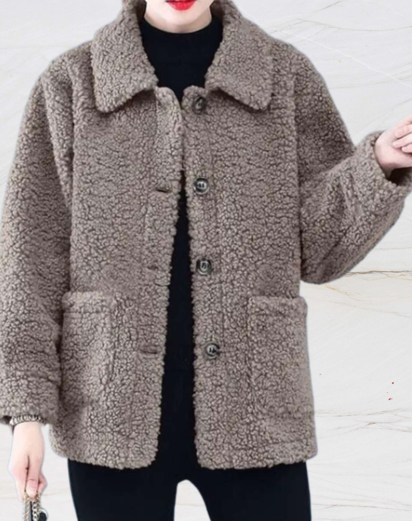 Veste polaire chaude pour femmes avec col polo