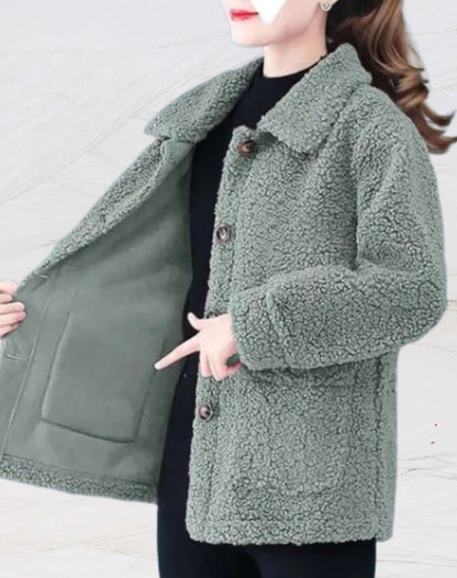 Veste polaire chaude pour femmes avec col polo