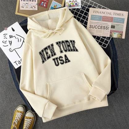 George - Sweat à capuche en laine polaire avec imprimé NEW YORK USA pour femmes