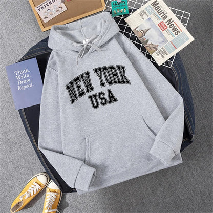 George - Sweat à capuche en laine polaire avec imprimé NEW YORK USA pour femmes