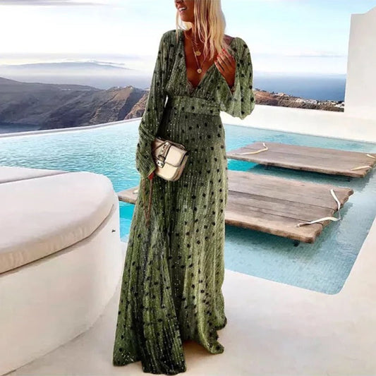 Alice - Élégante robe longue à pois