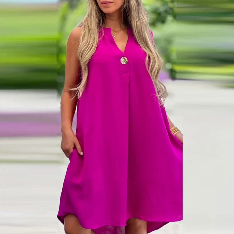 Matilda - robe midi sans manches avec décolleté en V