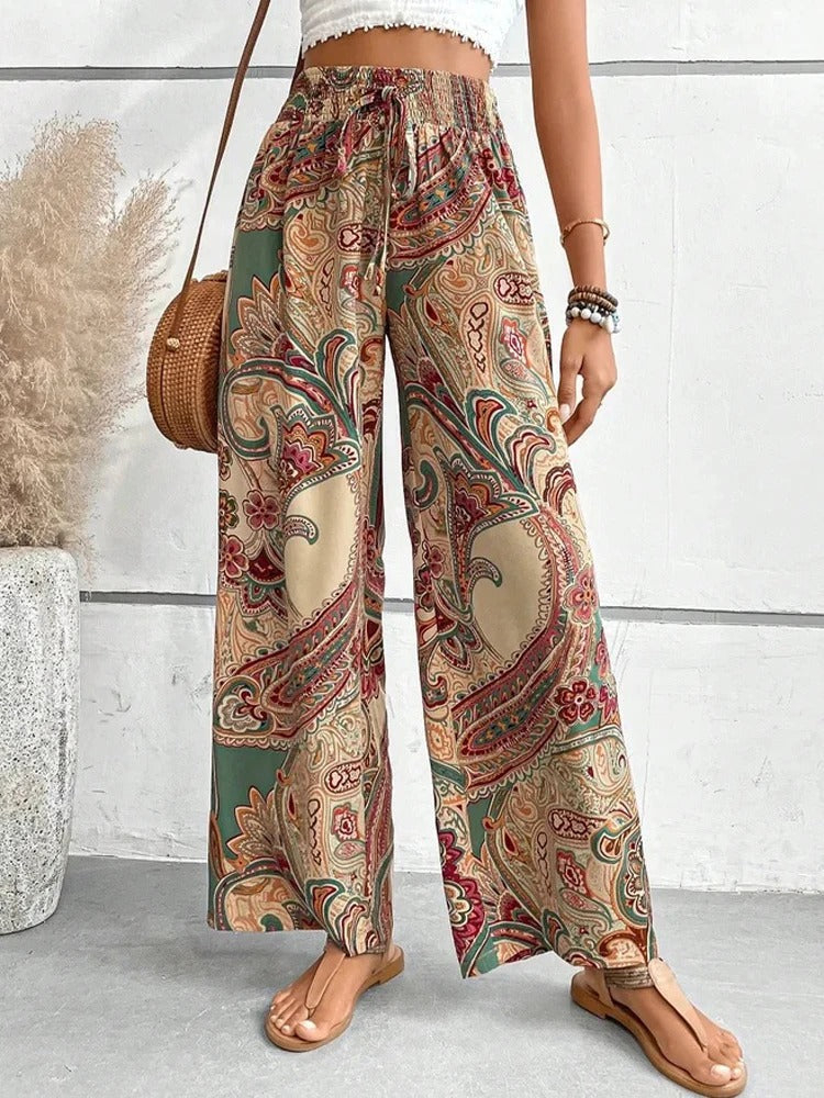 Pantalon à imprimé numérique et taille haute