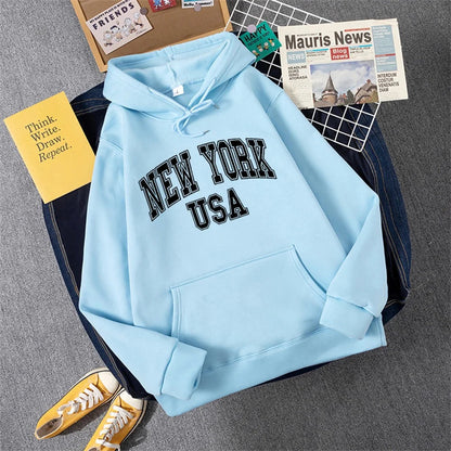 George - Sweat à capuche en laine polaire avec imprimé NEW YORK USA pour femmes