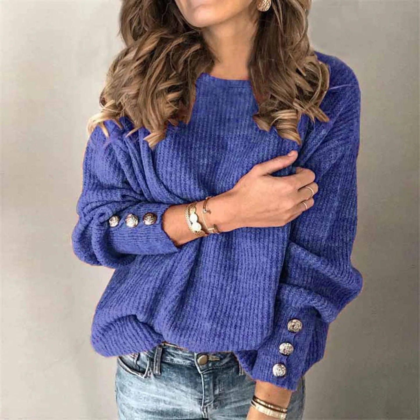 Ulric- Pull décontracté pour femme avec col rond
