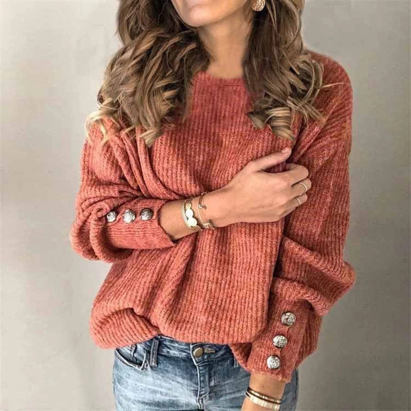 Ulric- Pull décontracté pour femme avec col rond