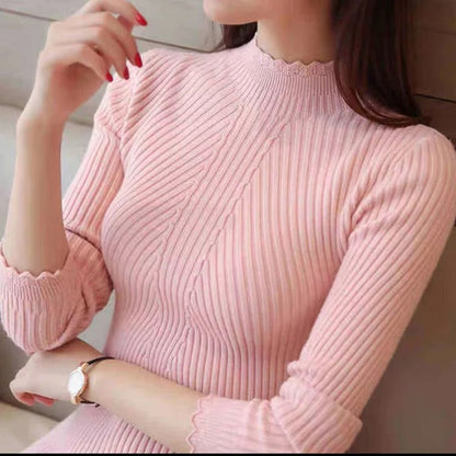 Nanci- sweat femme avec col haut et volants