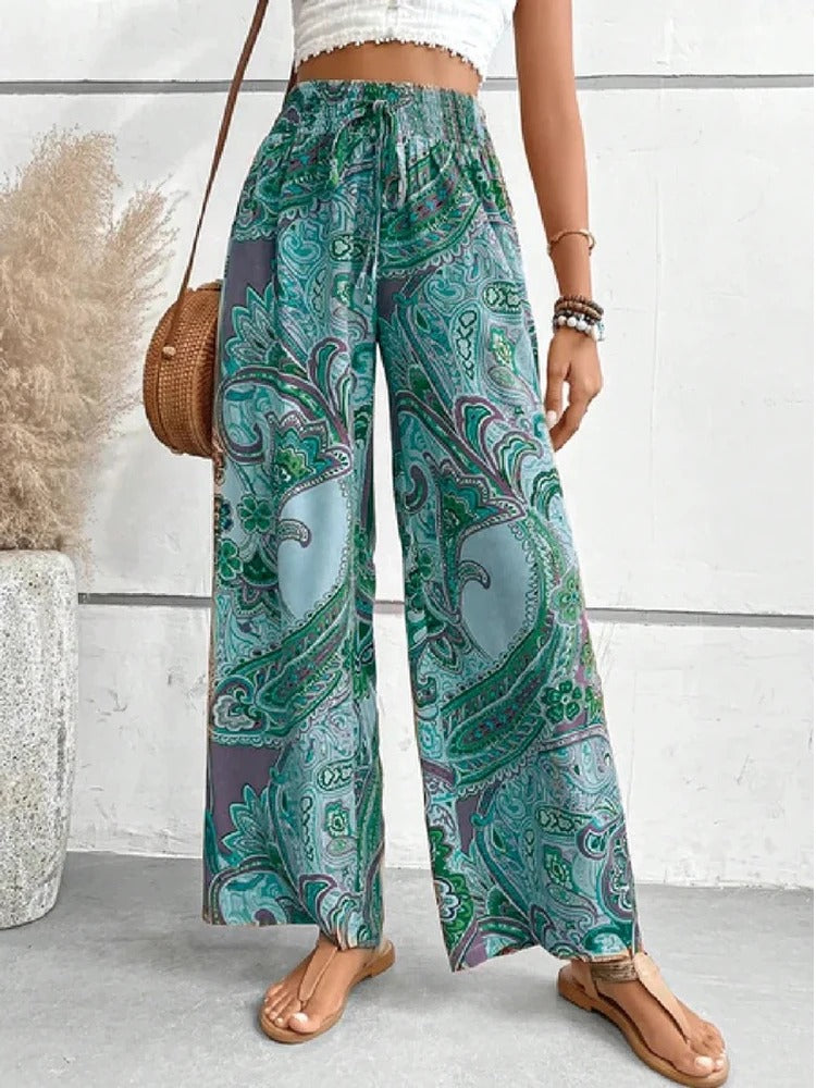 Pantalon à imprimé numérique et taille haute