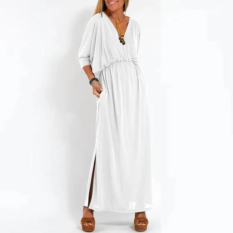 Robe longue à col en V